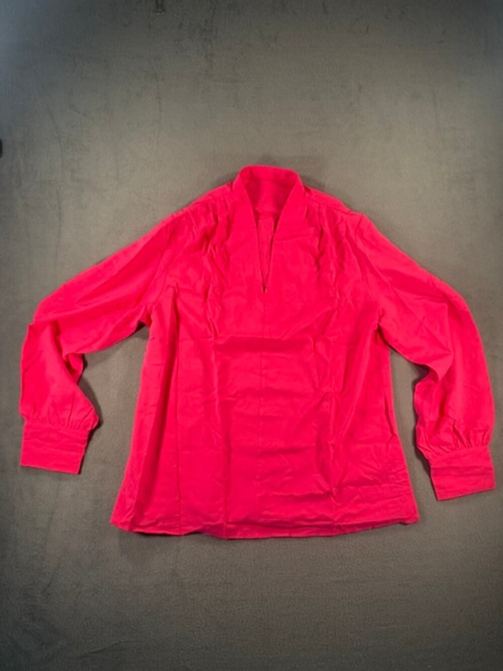 WOMEN'S HOT PINK SPLIT V-NECK POPOVER BLOUSE ( SIZE XL )